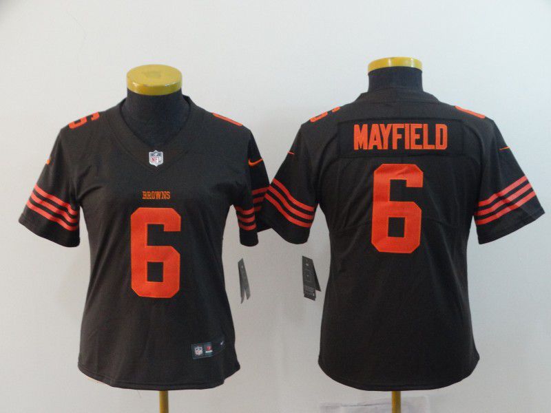 Women Cleveland Browns #6 Mayfield Brown Nike Vapor Untouchable Limited Playe NFL Jerseys->women nfl jersey->Women Jersey